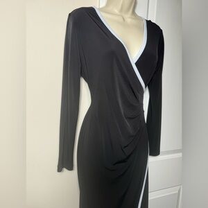 Calvin Klein 4 Perfect Black Faux Wrap white detail figure flattering